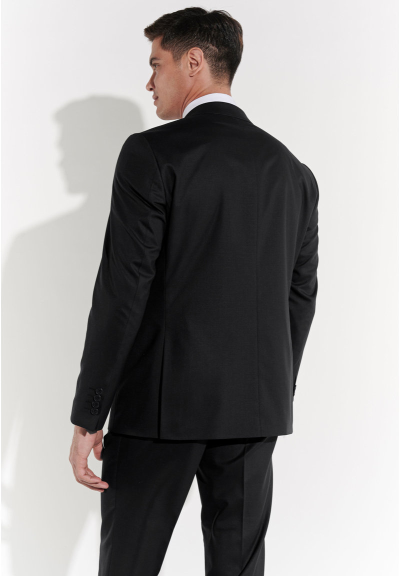 Business suit wool stretch comfortable Regular Fit, Black Rückansicht