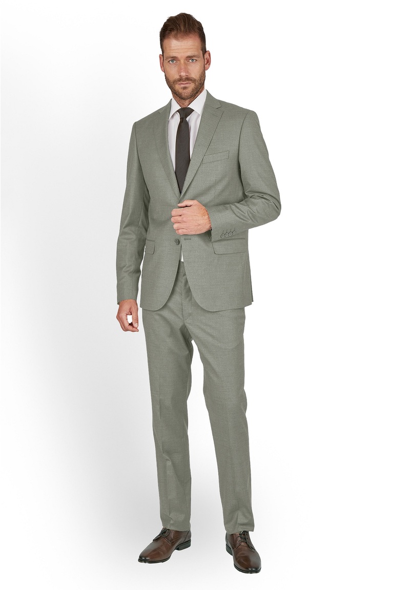 Anzug Regular Fit elastisch, Khaki Frontansicht