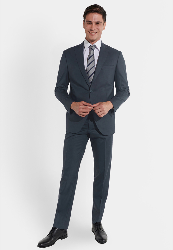 Anzug Regular Fit elastisch, Grey blue Frontansicht