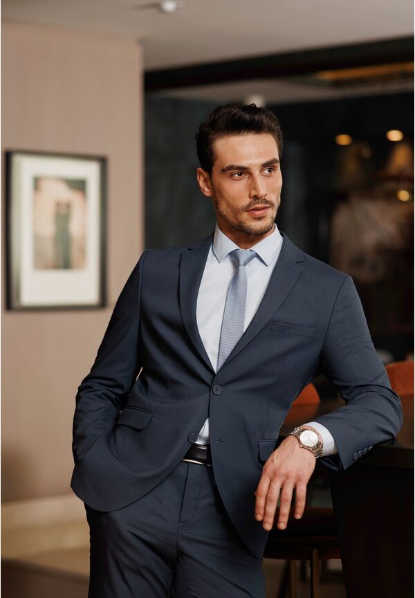 Anzug Regular Fit elastisch, Grey blue Detailansicht 2