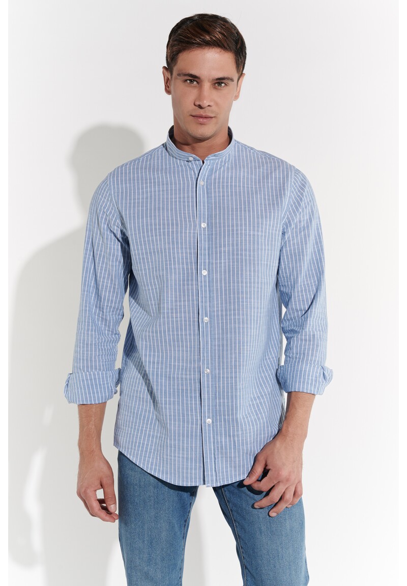 Hemd in Leinen-Optik, Blau