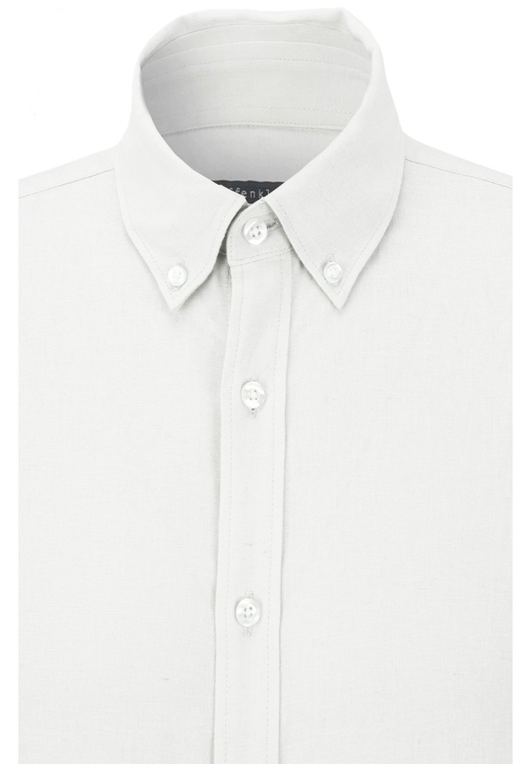 Leinen-Hemd Slim Fit, Weiss 