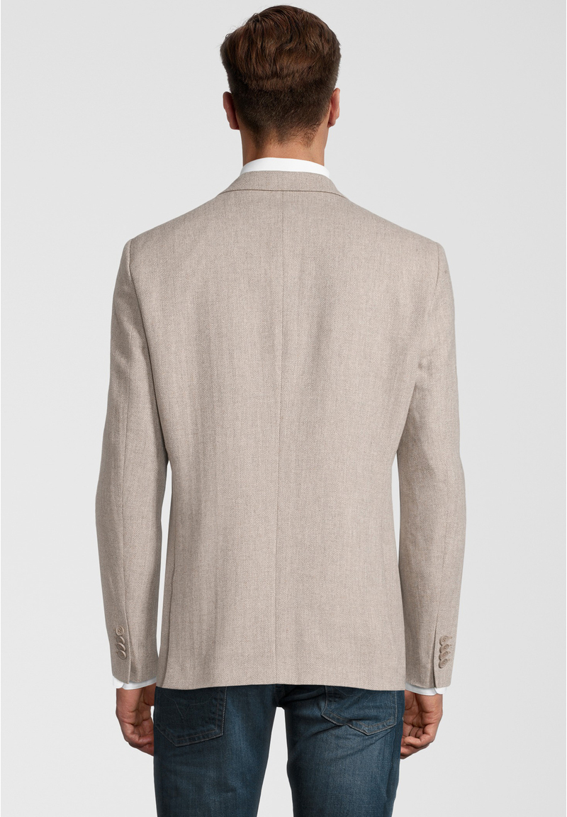 Sakko Jackett Winter Fischgrat Wolle Tweed, Beige Rückansicht