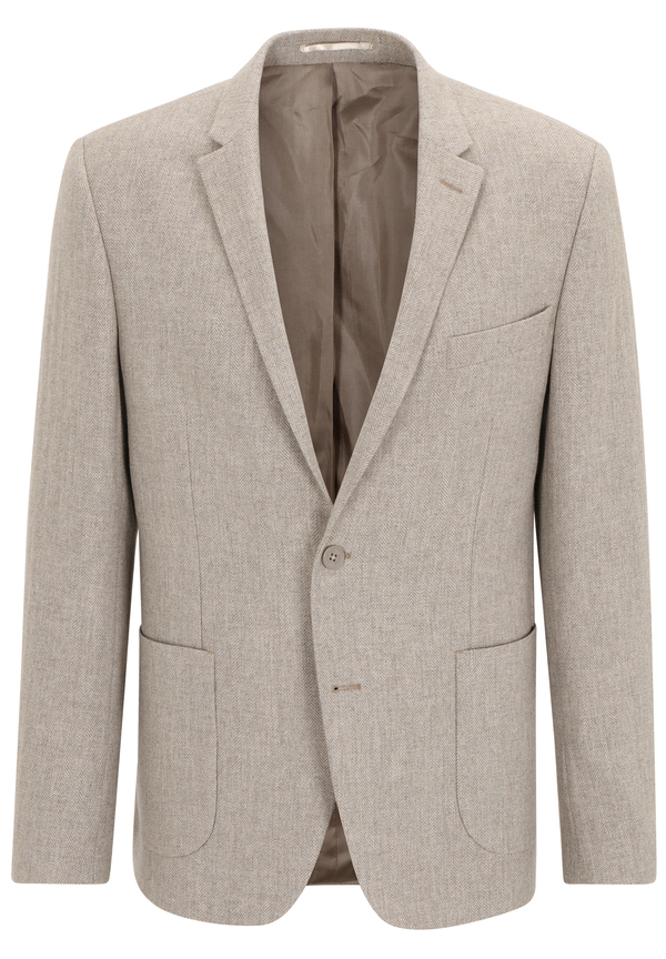 Sakko Jackett Winter Fischgrat Wolle Tweed, Beige Detailansicht 2