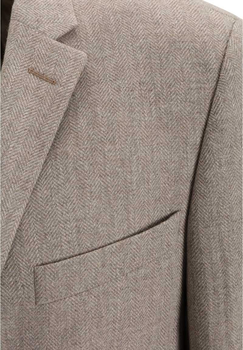 Sakko Jackett Winter Fischgrat Wolle Tweed, Beige