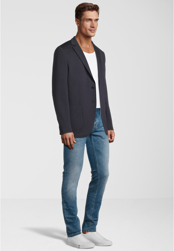 Sakko Jackett Winter Fischgrat Wolle Tweed, Marine Detailansicht 1