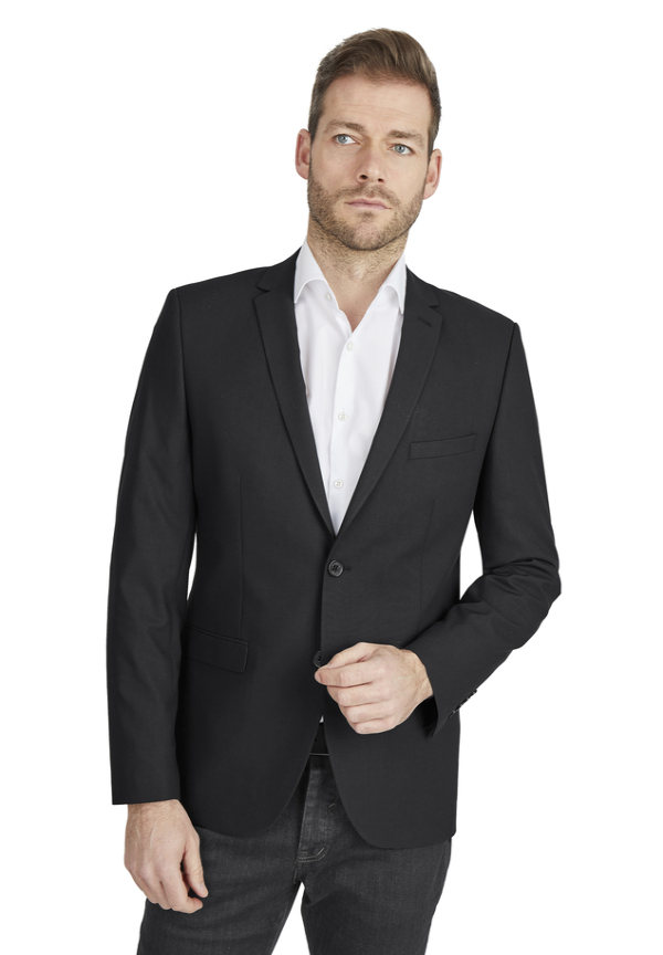 Designer Business Sakko Anzug-Jackett Regular Fit, schwarz Frontansicht