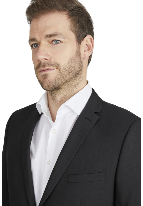 Designer Business Sakko Anzug-Jackett Regular Fit, schwarz Detailansicht 2