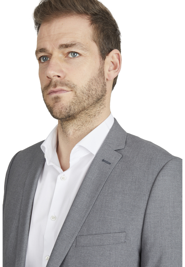 Designer Business Sakko Anzug-Jackett Regular Fit, grau Detailansicht 2