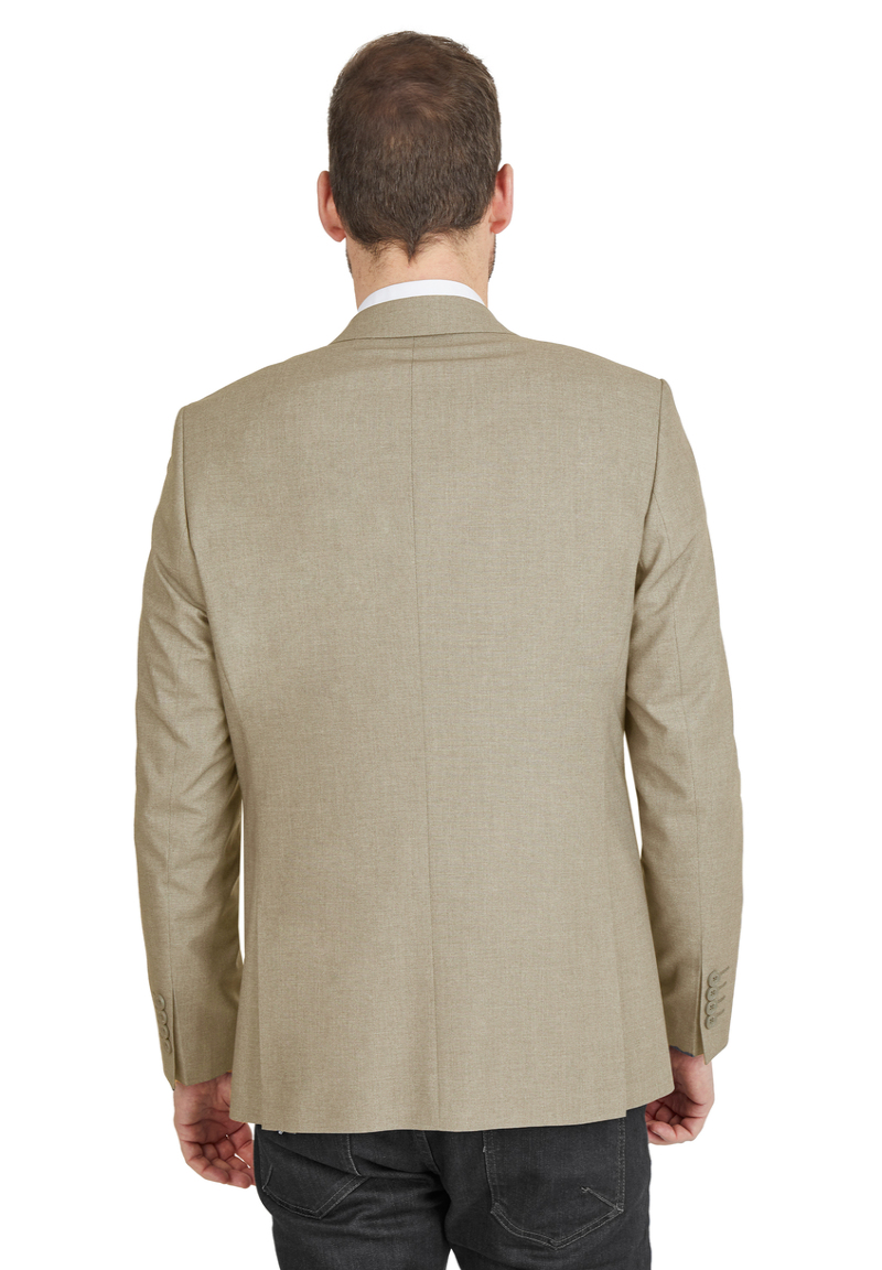 Designer Business Sakko Anzug-Jackett Regular Fit, sand Rückansicht