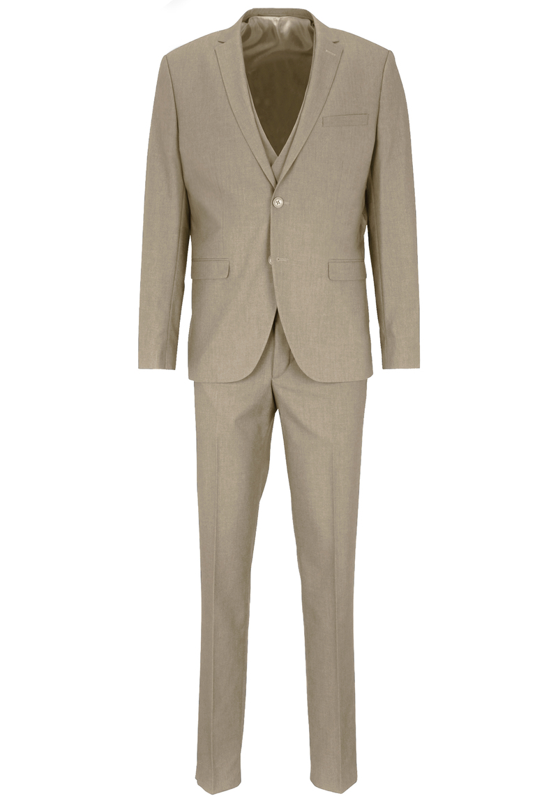 Business Anzug 3-teilig Dreiteiler mit Weste, beige