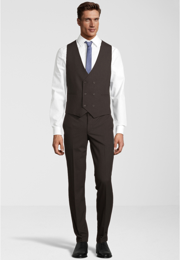 Business Anzug 3-teilig Dreiteiler mit Weste, braun Detailansicht 1