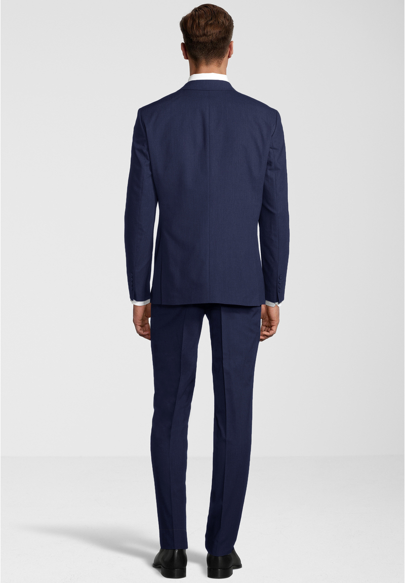Business Anzug 3-teilig Dreiteiler mit Weste, blau Rückansicht