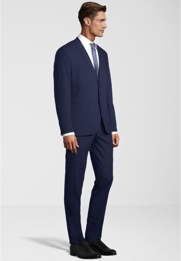 Business Anzug 3-teilig Dreiteiler mit Weste, blau Detailansicht 2
