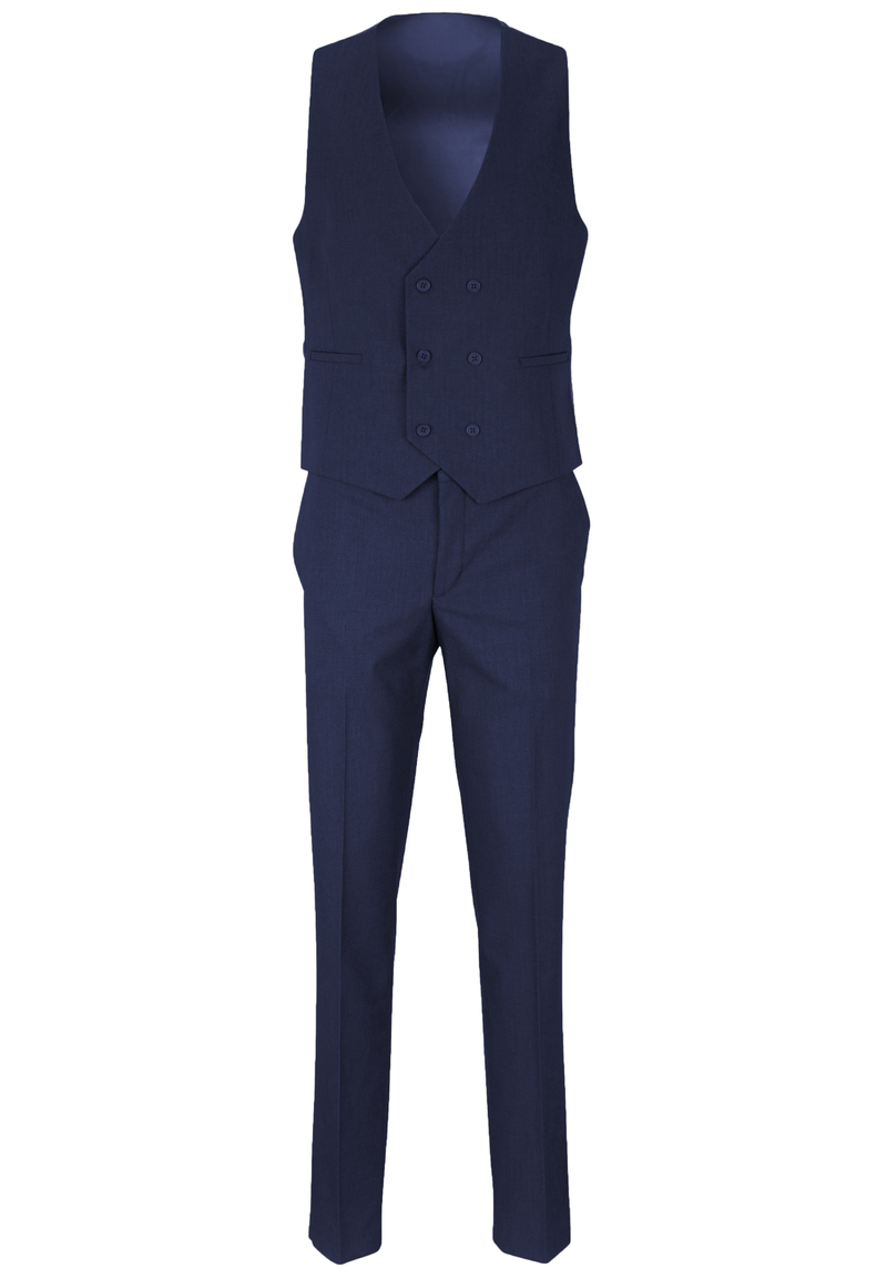 Business Anzug 3-teilig Dreiteiler mit Weste, blau