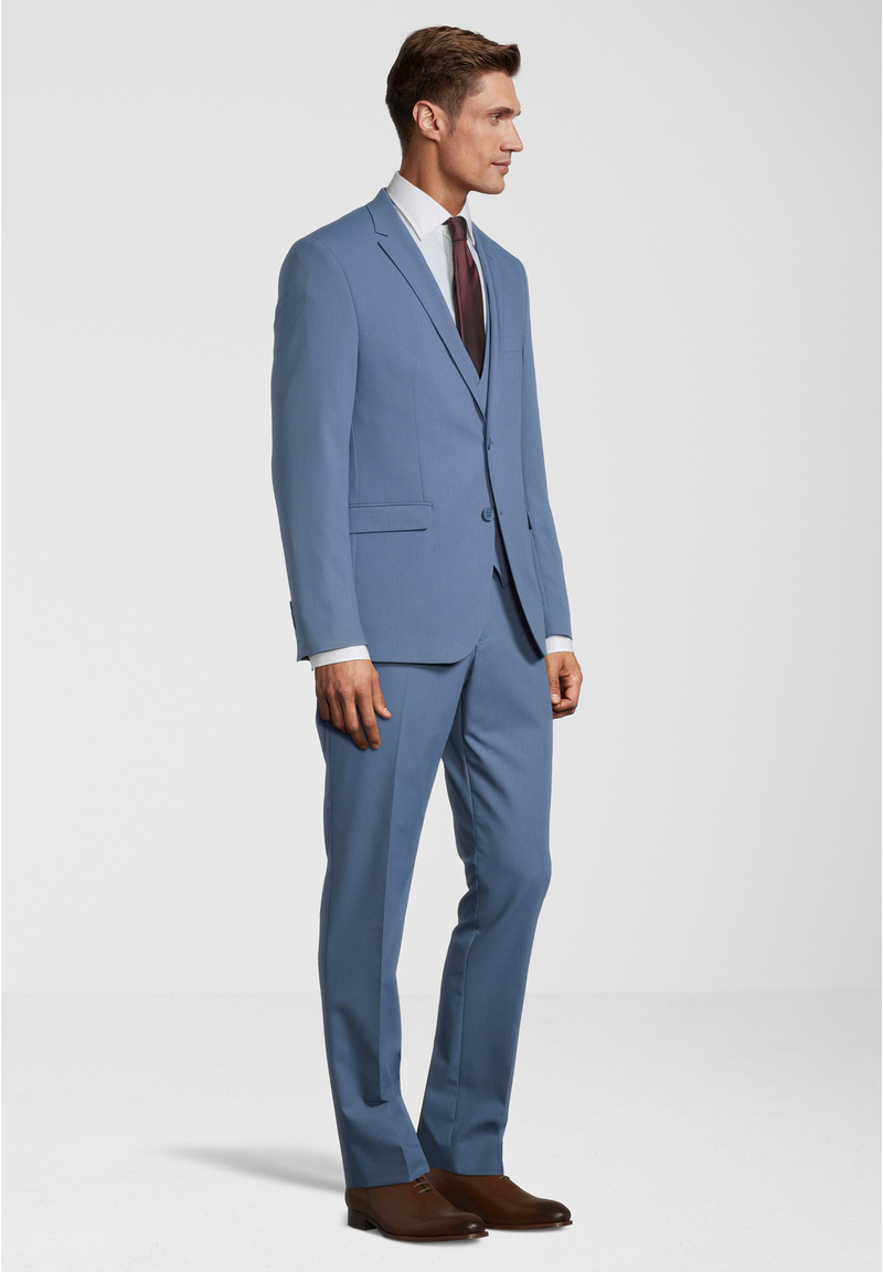 Business Anzug 3-teilig Dreiteiler mit Weste, Hellblau Detailansicht 1