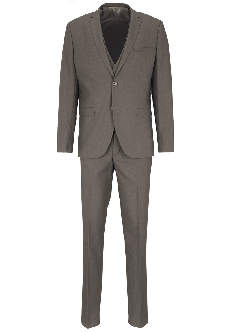 Business Anzug 3-teilig Dreiteiler mit Weste, taupe