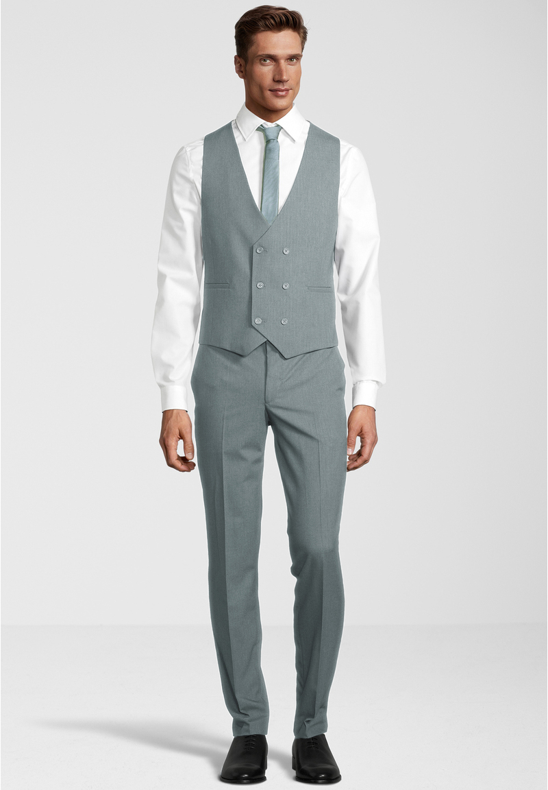 Business Anzug 3-teilig Dreiteiler mit Weste, salbei Detailansicht 1