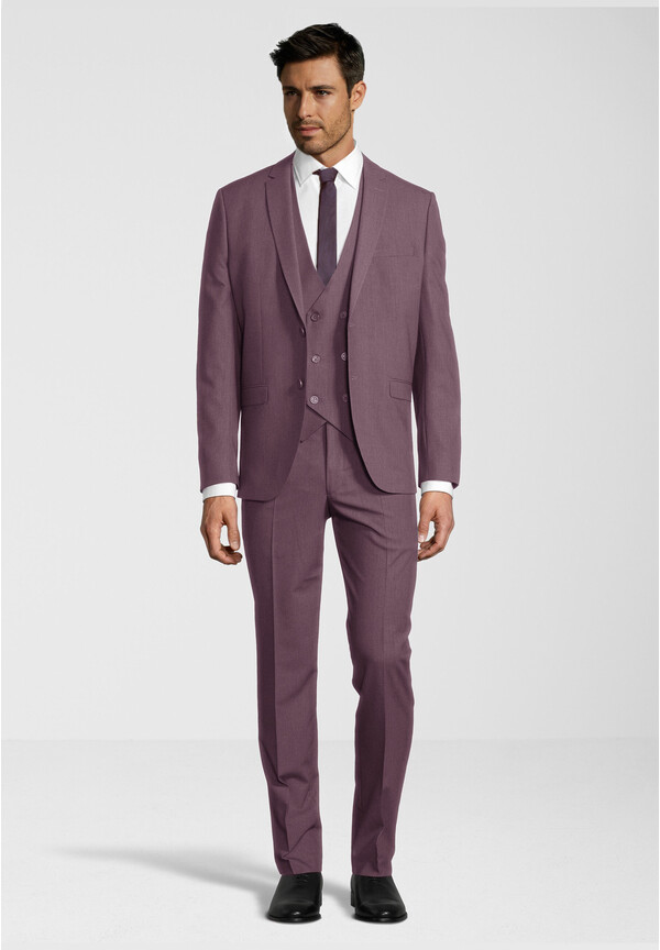 Business Anzug 3-teilig Dreiteiler mit Weste, wine Frontansicht