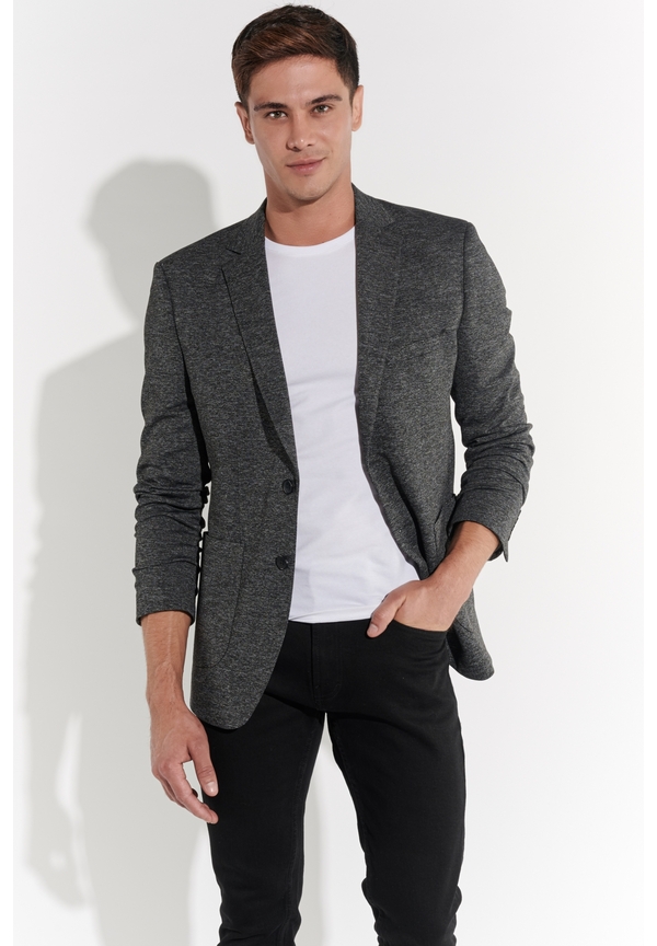 Sakko Jersey Fischgrat, Grau Frontansicht