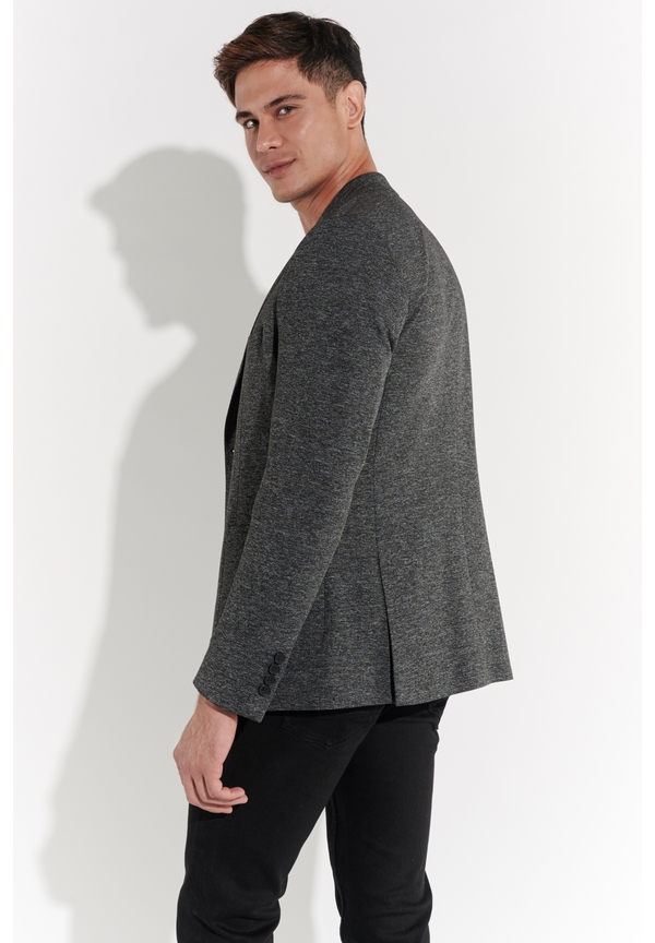 Sakko Jersey Fischgrat, Grau Detailansicht 2