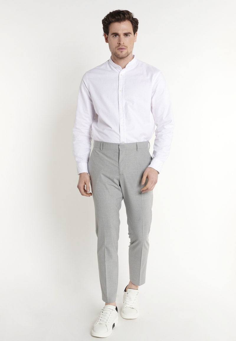 Anzughose Schmal Slim Fit Knöchellang, Hellgrau Detailansicht 1