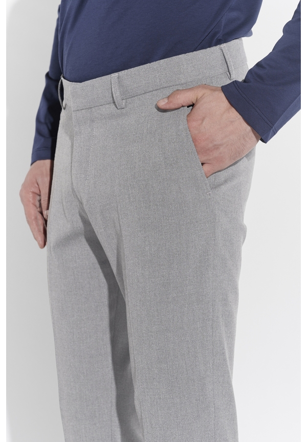 Anzughose Schmal Slim Fit Knöchellang, Hellgrau