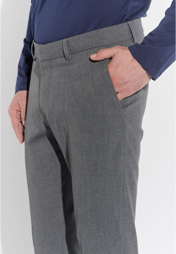 Anzughose Schmal Slim Fit Knöchellang, Grau melange Detailansicht 2