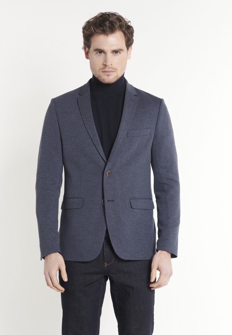 Sakko 2-farbig Slim Fit, Marine Frontansicht