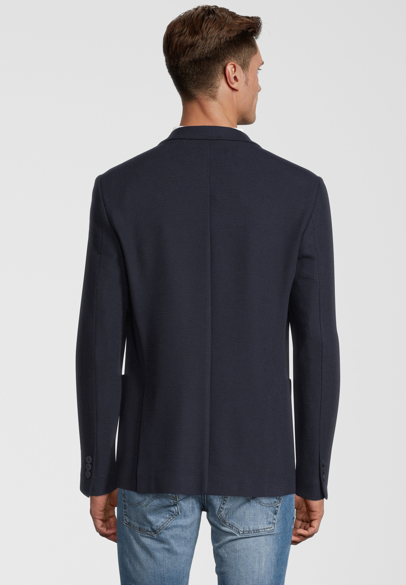 Jersey-Sakko 2-reihig Slim Fit, Marine Rückansicht