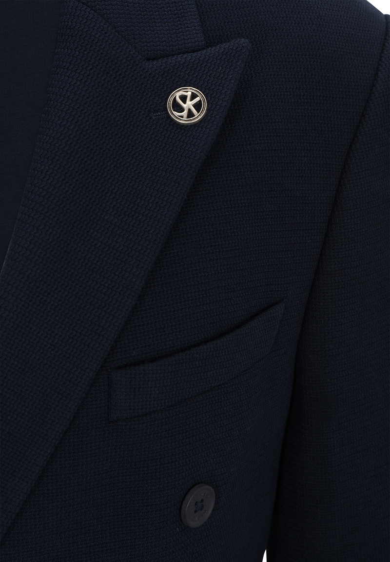 Jersey-Sakko 2-reihig Slim Fit, Marine