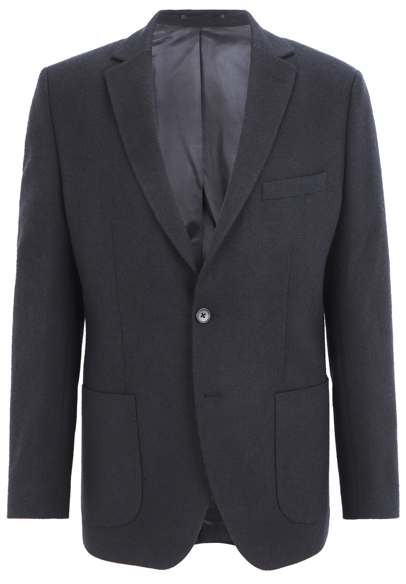 Sakko Wolle Struktur, Marine Detailansicht 2