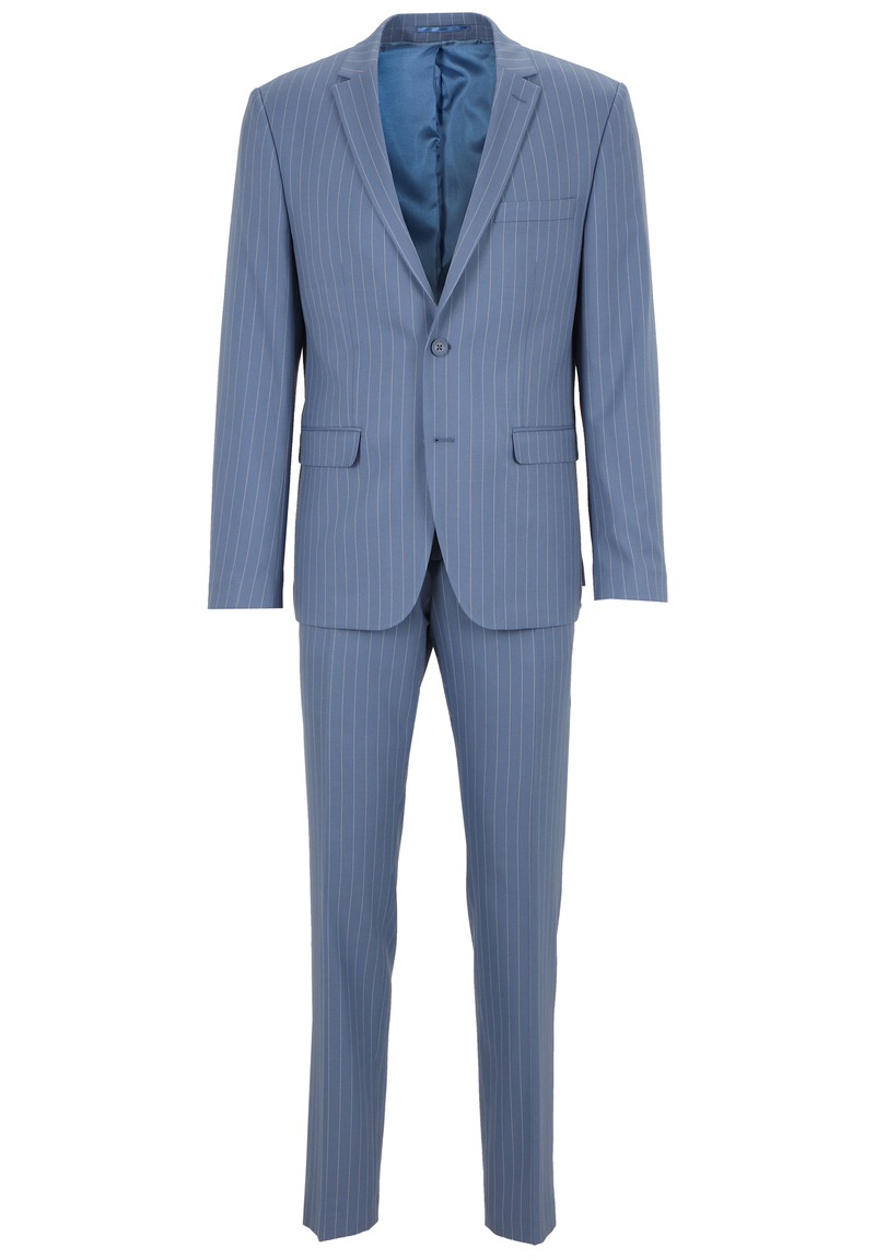 Anzug Slim Fit Nadelstreifen, Hellblau