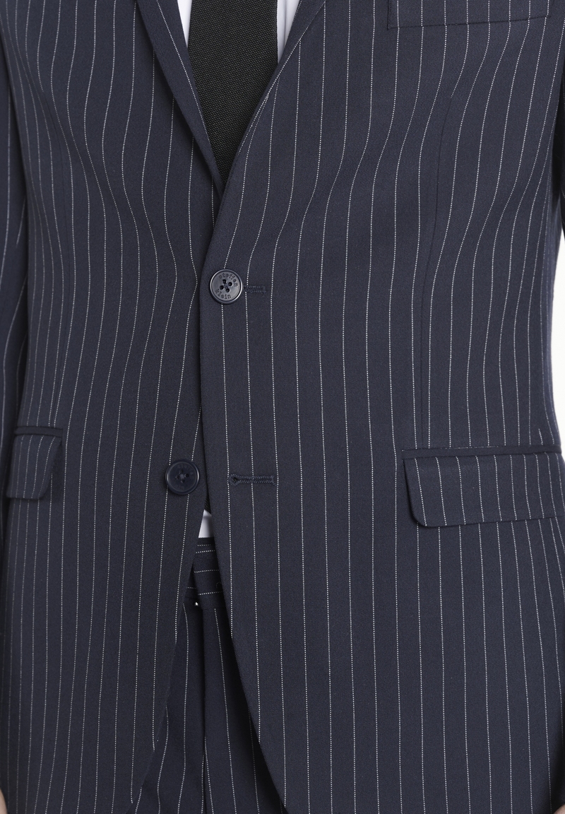Anzug Slim Fit Nadelstreifen, Marine Detailansicht 2