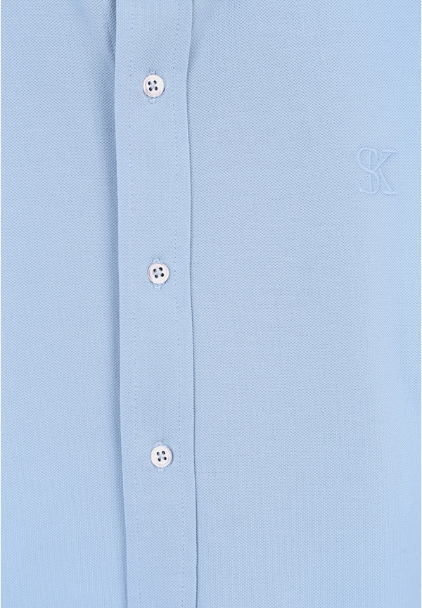 Piqué Hemd Langarm, hellblau Detailansicht 2