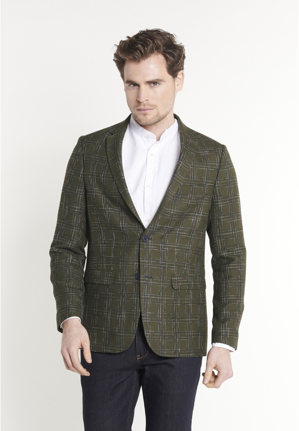 Sakko kariert, khaki Frontansicht