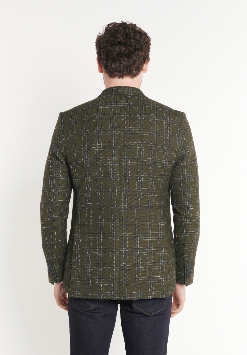 Sakko kariert, khaki Rückansicht