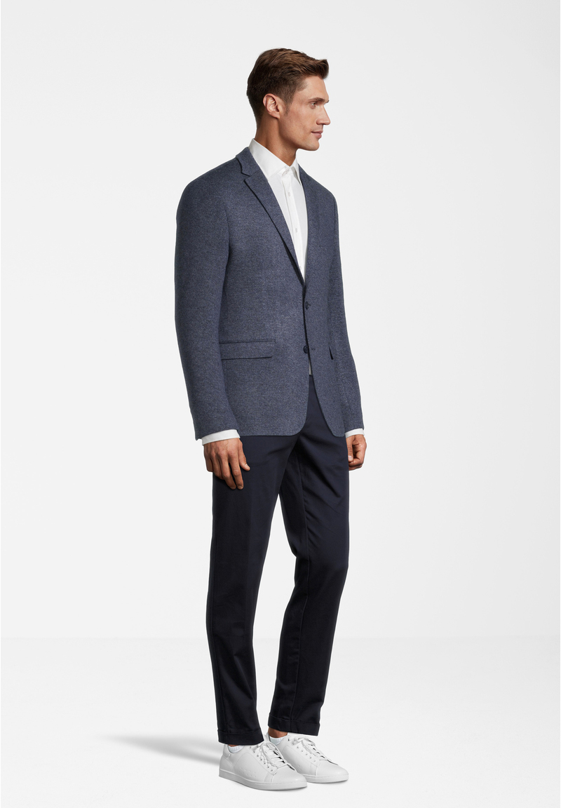 Jersey Sakko Wolle Melange, blau melange Detailansicht 1