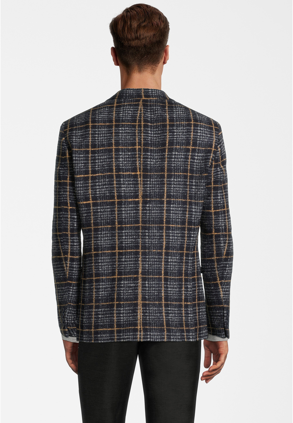 Jersey-Sakko Wolle Karo, Marine Rückansicht