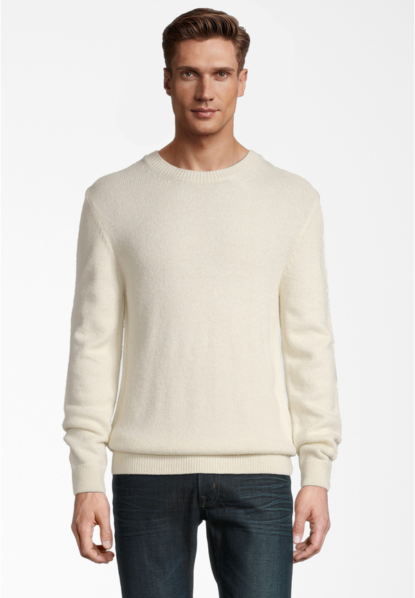 Pullover Rundhals Soft Touch, creme Frontansicht