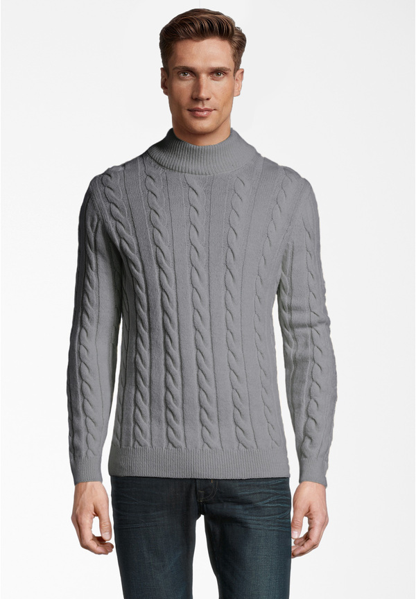 Pullover Zopfmuster Soft Touch, grau Frontansicht