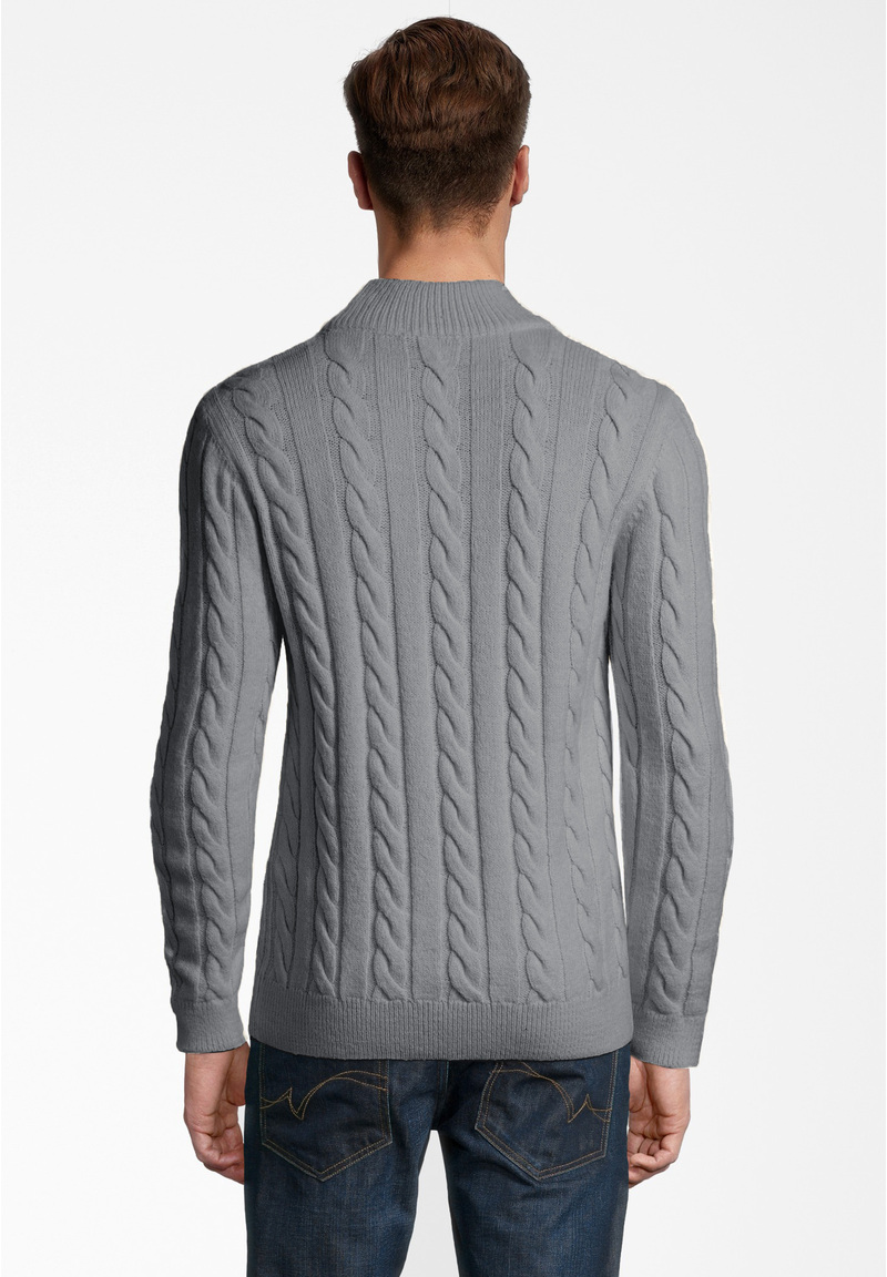 Pullover Zopfmuster Soft Touch, grau Rückansicht