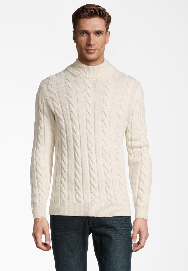 Pullover Zopfmuster Soft Touch, creme Frontansicht