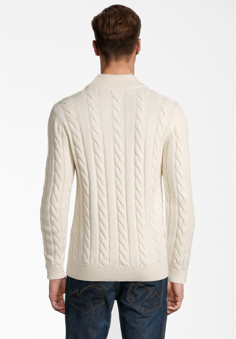 Pullover Zopfmuster Soft Touch, creme Rückansicht