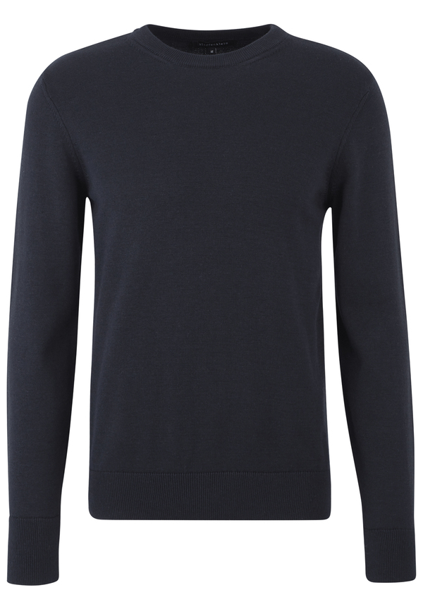 Pullover Rundhals Baumwoll Mix, Marine Detailansicht 2