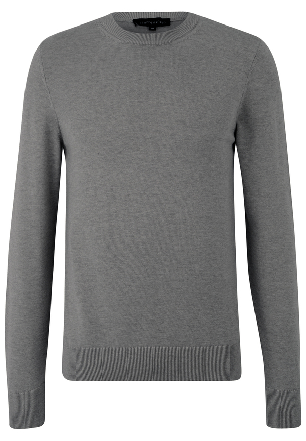 Pullover Rundhals Baumwoll Mix, grau melange Detailansicht 2