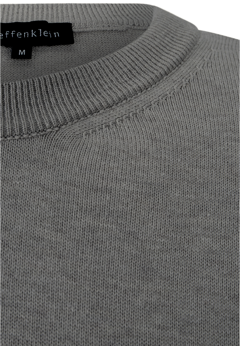 Pullover Rundhals Baumwoll Mix, grau melange