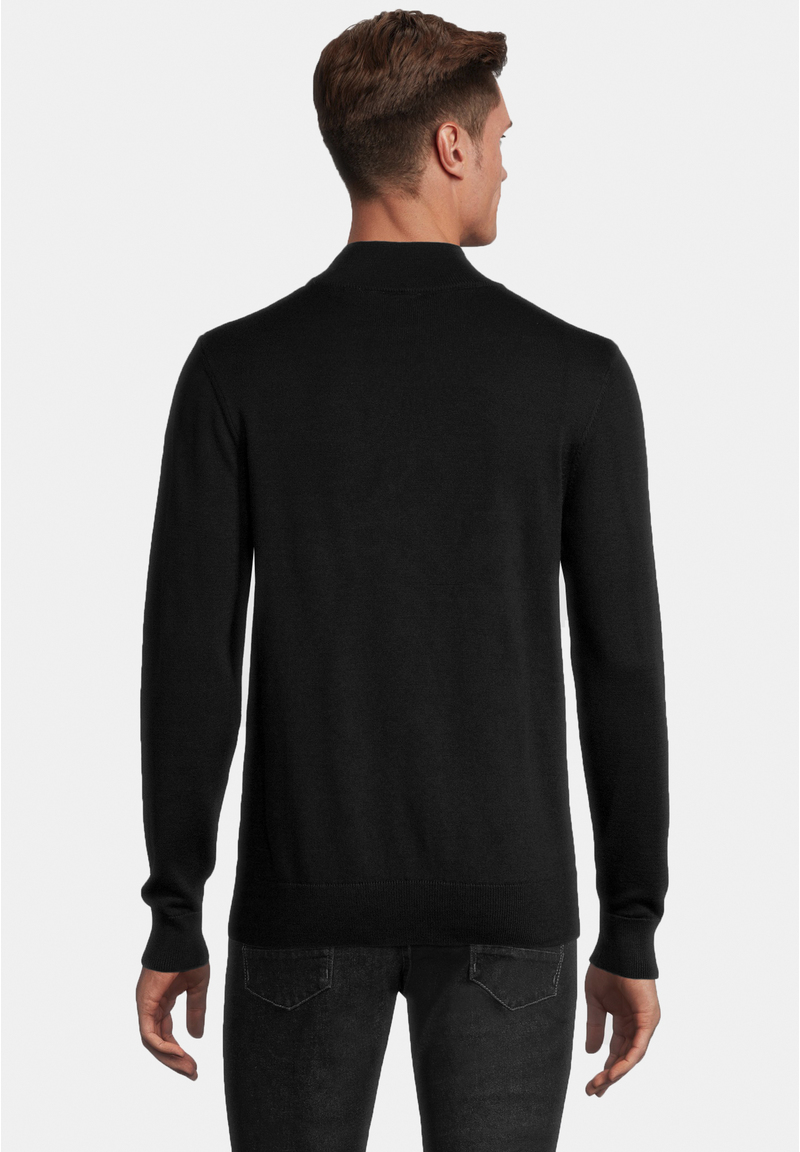 Pullover Stehbund Baumwoll Mix, schwarz Rückansicht