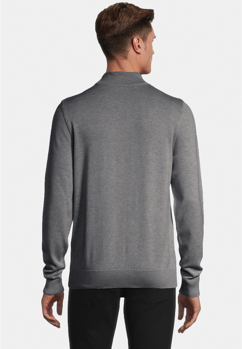 Pullover Stehbund Baumwoll Mix, grau melange Rückansicht