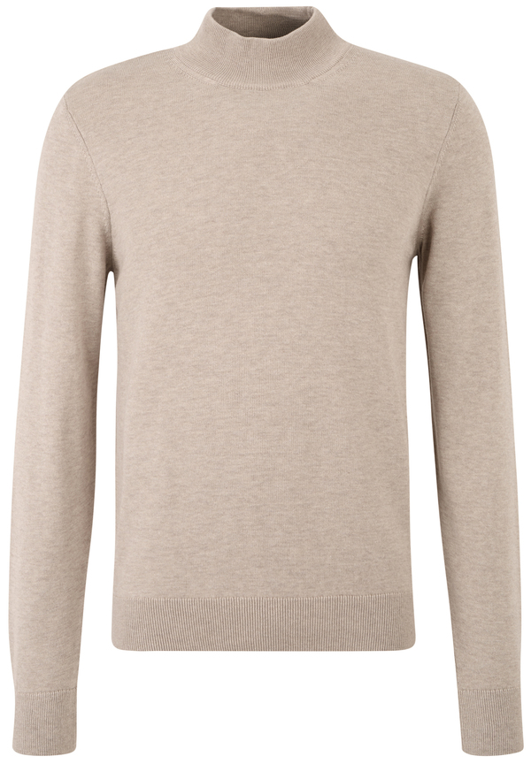Pullover Stehbund Baumwoll Mix, beige melange Detailansicht 2
